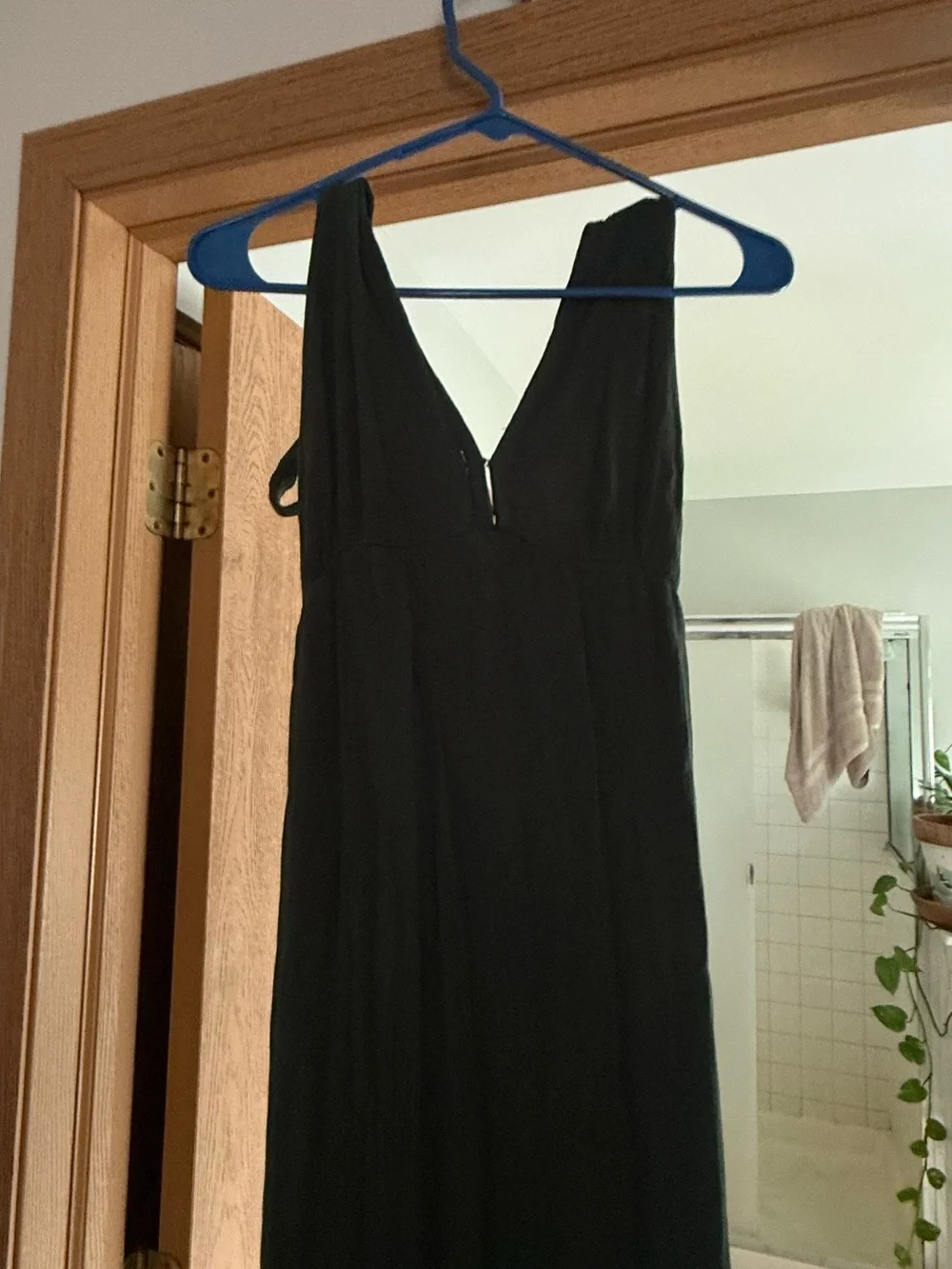 Abercrombie & Fitch Olive Tie-Shoulder V-Neck Maxi Dress